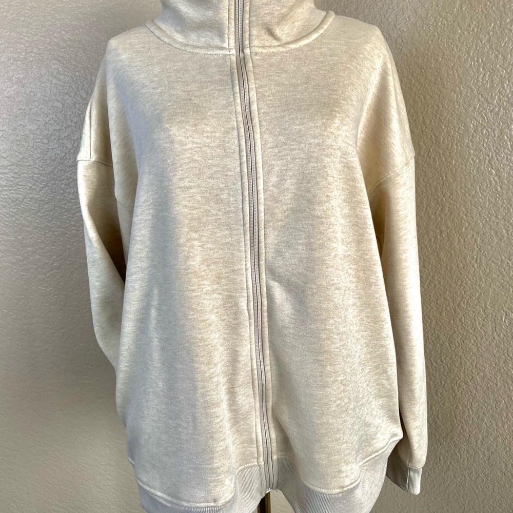 Mondetta Heathered Full Zip Fleece – Irish Cream – Size L – NWT